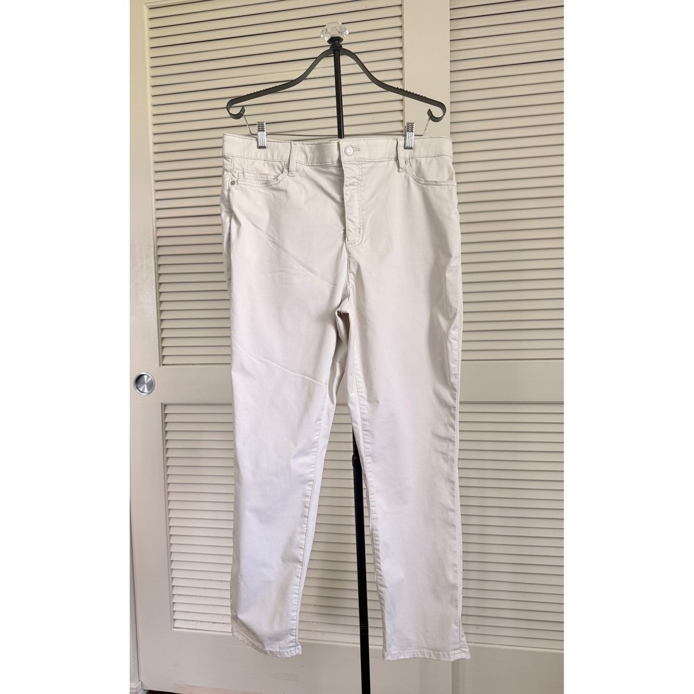 Lands' End Womens Size 18 Off-White Cotton Stretch Straight Leg Pants Cream